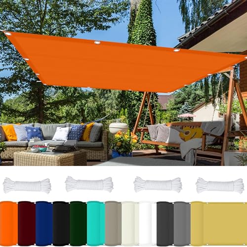 Sonnensegel Rechteckig Quadrat 1.2 x 5.2 m 98% UV Schutz Sichtschutz Windschutz Tarp mit Ösen Und Kordel,PES Polyester für Balkon Terrasse Garten Camping, Orange von GOUSAILS