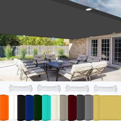 Sonnensegel Rechteckig Wasserdicht 0.6 x 1.5 m 98% UV Schutz Windschutz Überdachung Plan mit Ösen Und Kordel,PES Polyester für Garten Balkon Terrasse Camping, Dunkelgrau von GOUSAILS