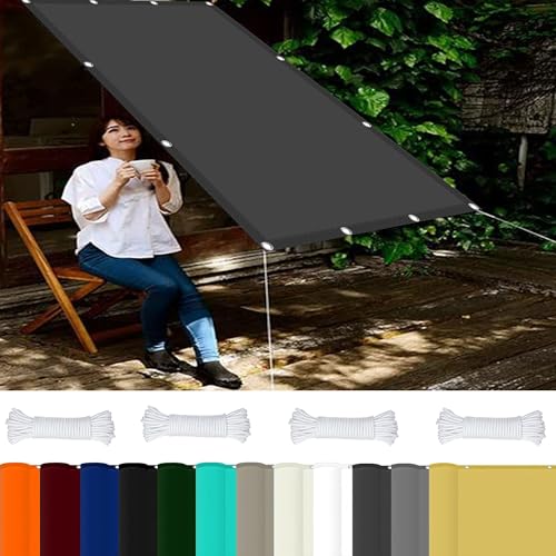 Sonnensegel Sonnenschutz Wasserdicht 1.8 x 3.8 m 98% UV Schutz Sichtschutz Windschutz Tarp mit Ösen Und Kordel Reißfest für Balkon Terrasse Garten Camping, Dunkelgrau von GOUSAILS