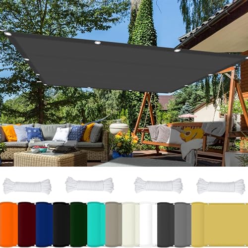 Sonnensegel Sonnenschutz Wasserdicht Rechteckig 0.5 x 1.5 m 98% UV Schutz Sonnensegel Balkon Regenschutz mit Ösen Und Kordel,PES Polyester für Garten Balkon Terrasse Camping, Dunkelgrau von GOUSAILS