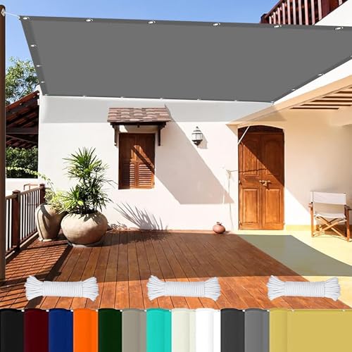 Sonnensegel Wasserabweisend 1.7 x 6 m Reißfest Uv-Schutz Nach Mass Polyestergewebe mit Seil Windschutz Überdachung Plan Sonnenschutz Markise für Pool Und Glasdach, Hellgrau Sonnensegel Wasserabweisend 1.7 x 6 m Reißfest Uv-Schutz Nach Mass Polyestergewebe mit Seil Windschutz Überdachung Plan Sonnenschutz Markise für Pool Und Glasdach, Hellgrau von GOUSAILS