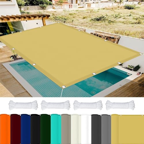 Sonnensegel Wasserdicht Rechteckig 1.5 x 4.2 m 98% UV Schutz Zaunblende Sichtschutz mit Ösen Und Kordel Reißfest für Balkon Terrasse Garten Camping, Creme Farben von GOUSAILS