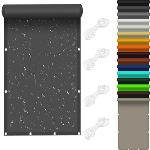 Sun Segel Sonnensegel 0.5 x 4 m 98% UV Schutz Windschutz Überdachung Plan mit Ösen Und Kordel,PES Polyester für Balkon Terrasse Garten Camping, Dunkelgrau von GOUSAILS