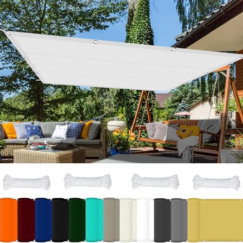 Sun Segel Sonnensegel 1.6 x 2 m 98% UV Schutz Zaunblende Sichtschutz mit Ösen Und Kordel Reißfest für Balkon Terrasse Garten Camping, Weiß von GOUSAILS