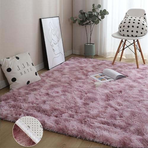 GOUSANG Teppich Wohnzimmer 60 x 150 cm Bettvorleger Sofa Matte Lammfellimitat Teppich Longhair Wolle Bettvorleger Sofa Matte für Kuche Schlafzimmer Wohnzimmer, Pink Lila von GOUSANG