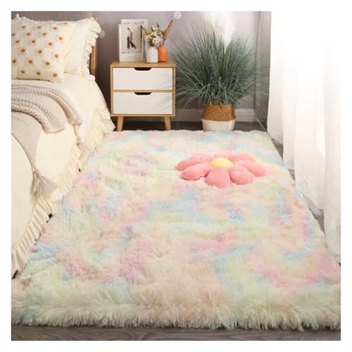GOUSANG Teppich Wohnzimmer 90 x 130 cm Lammfellimitat Schaffellimitat Lammfellimitat Teppich Longhair Wolle Bettvorleger Sofa Matte Kunstfell Nachahmung, Mehrfarbig von GOUSANG