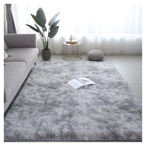 GOUSANG Vorleger Wohnzimmer 70 x 130 cm Bettvorleger Sofa Matte Lammfellimitat Teppich Longhair Wolle Bettvorleger Sofa Matte für Wohnzimmer Esszimmer Kuche Flur, Hellgrau von GOUSANG