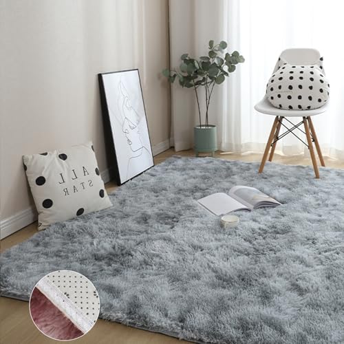 GOUSANG Vorleger Wohnzimmer 90 x 120 cm Bettvorleger Sofa Matte Optik Nachahmung Wolle Weich Lammfellimitat Teppich für Wohnzimmer Schlafzimmer Kinderzimmer, Hellgrau von GOUSANG