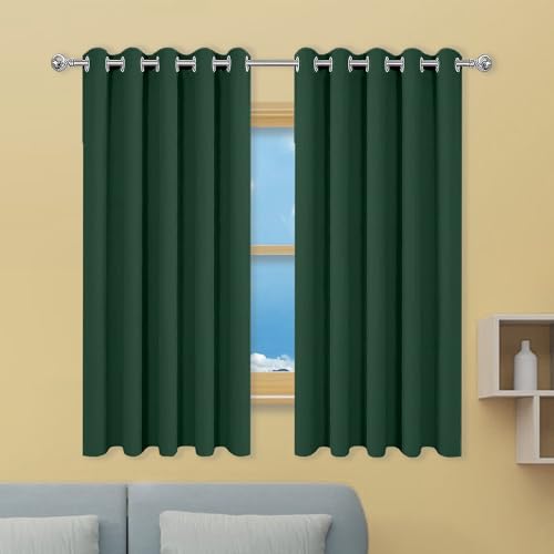 Gardinen 1Er Set 160 x 208 cm Thermogardine Kälteschutz Warm Hitzeschutz Fenster Verdunkelung Ösen Gardinen Vielen Farben Und Größen für Schlafzimmer Kinderzimmer, Dunkelgrün von GOUSANG