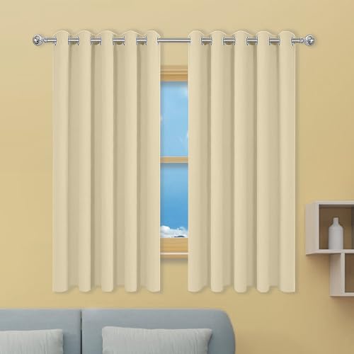 Gardinen 1Er Set 164 x 213 cm Thermogardine Kälteschutz Warm Hitzeschutz Fenster Verdunkelung Ösen Gardinen Vielen Farben Und Größen für Schlafzimmer Kinderzimmer, Creme Farben von GOUSANG