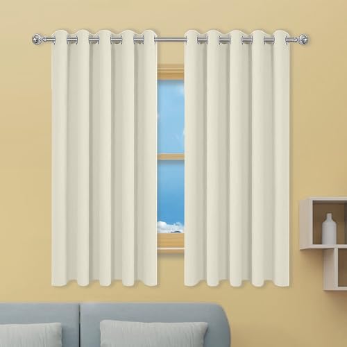 Gardinen 1Er Set 170 x 201 cm Thermogardine Kälteschutz Warm Hitzeschutz Fenster Verdunkelung Ösen Gardinen Vielen Farben Und Größen für Schlafzimmer Kinderzimmer, Beige von GOUSANG