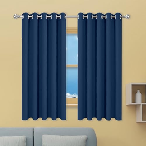 Gardinen 1Er Set 180 x 203 cm Thermogardine Kälteschutz Warm Hitzeschutz Fenster Verdunkelung Ösen Gardinen Vielen Farben Und Größen für Schlafzimmer Kinderzimmer, Dunkelblau von GOUSANG