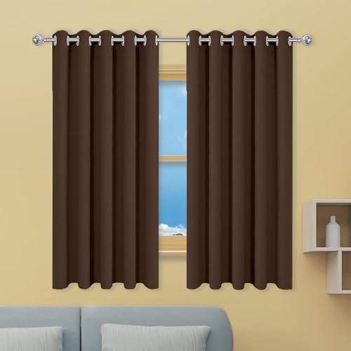 Gardinen 1Er Set 180 x 209 cm Thermogardine Kälteschutz Warm Hitzeschutz Fenster Verdunkelung Ösen Gardinen Vielen Farben Und Größen für Schlafzimmer Kinderzimmer, braun von GOUSANG