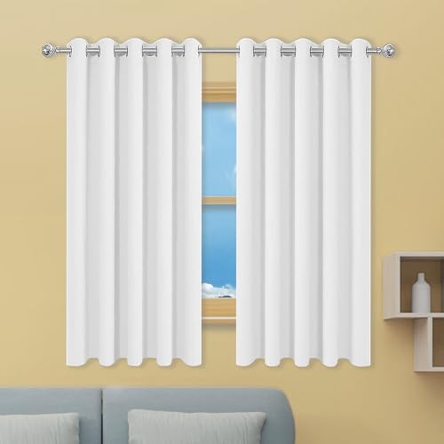 Gardinen 1Er Set 184 x 212 cm Thermogardine Kälteschutz Warm Hitzeschutz Fenster Verdunkelung Ösen Gardinen Vielen Farben Und Größen für Schlafzimmer Kinderzimmer, Weiß von GOUSANG