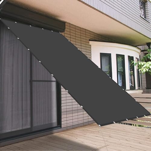 Sonnenschutz Markise 1.3 x 2 m Sichtschutz UV Schutz Imprägniert Sichtschutzplane Balkon mit Ösen Segeltuch 4 × 1.5 M Seile für Patio Hinterhof Rasengarten, Dunkelgrau von GOUSANG