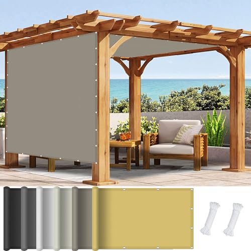 Sonnensegel 4.2 x 6.4 m, Wasserdicht 98% UV Schutz Zaunblende Sichtschutz inkl Befestigungsseile für Garten Terrasse, Taupe von GOUSANG