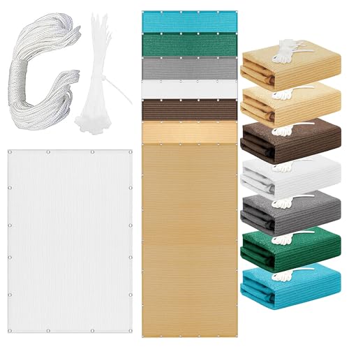 Sonnensegel Atmungsaktiv 560 x 680 cm Rechteckig Atmungsaktiv 98% UV Schutz Rechteckig mit Ösen mit Ösen Und Befestigungsseile für Terrasse Balkon, Weiß Sonnensegel Atmungsaktiv 560 x 680 cm Rechteckig Atmungsaktiv 98% UV Schutz Rechteckig mit Ösen mit Ösen Und Befestigungsseile für Terrasse Balkon, Weiß von GOUSANG