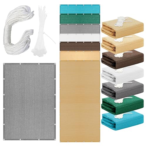 Sonnensegel Atmungsaktiv 580 x 680 cm Rechteckig Atmungsaktiv 98% UV Schutz Rechteckig mit Ösen mit Ösen Und Befestigungsseile für Terrasse Balkon, Hellgrau Sonnensegel Atmungsaktiv 580 x 680 cm Rechteckig Atmungsaktiv 98% UV Schutz Rechteckig mit Ösen mit Ösen Und Befestigungsseile für Terrasse Balkon, Hellgrau von GOUSANG