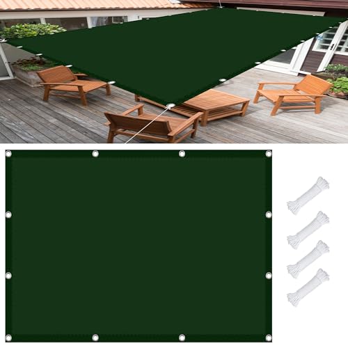 Sonnensegel Balkon 1 x 4 m, Wasserdicht 98% UV Schutz Balkon Sichtschutz inkl Befestigungsseile für Garten Terrasse, Dunkelgrün von GOUSANG