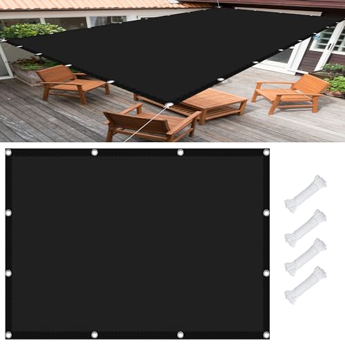 Sonnensegel Balkon 1.5 x 7 m, Wasserdicht 98% UV Schutz Outdoor Markise Baldachin inkl Befestigungsseile für Garten Terrasse, Schwarz von GOUSANG