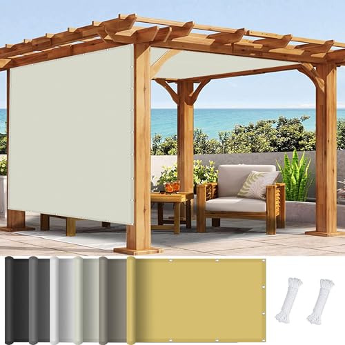 Sonnensegel Balkon 2 x 2 m, Wasserdicht 98% UV Schutz Zaunblende Sichtschutz inkl Befestigungsseile für Garten Terrasse, Elfenbein von GOUSANG