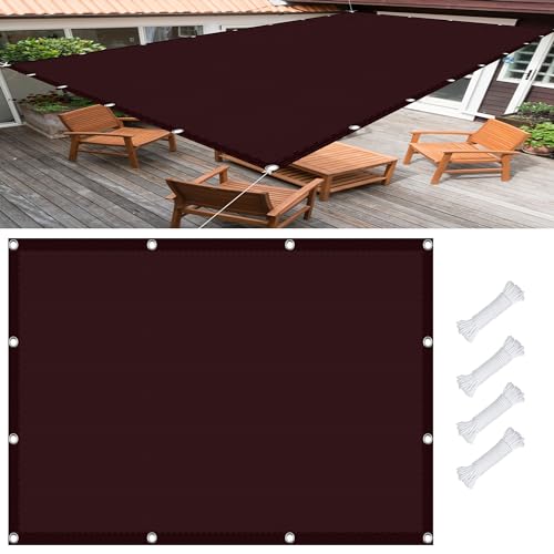 Sonnensegel Balkon 3.4 x 4.5 m, Wasserdicht 98% UV Schutz Balkon Sichtschutz inkl Befestigungsseile für Garten Terrasse, Weinrot von GOUSANG