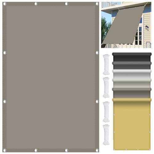 Sonnensegel Rechteckig 1 x 2.5 m, Wasserdicht 98% UV Schutz Sonnensegel Leinwand inkl Befestigungsseile für Garten Terrasse, Taupe von GOUSANG