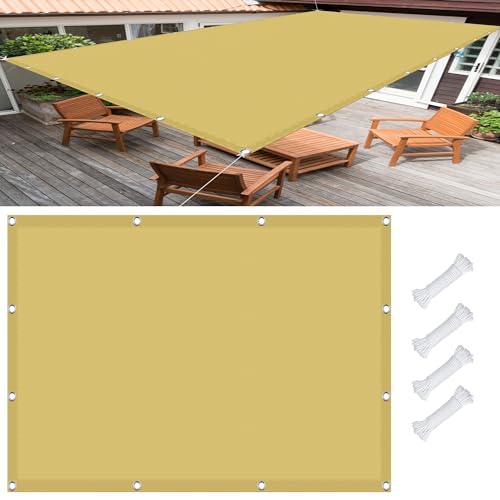 Sonnensegel Rechteckig 1.6 x 2.6 m, Wasserdicht 98% UV Schutz Zaunblende Sichtschutz inkl Befestigungsseile für Garten Terrasse, Creme Farben von GOUSANG