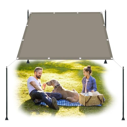 Sonnensegel Rechteckig 3.5 x 3.5 m Segeltuch Pergola, Wasserdicht 98% UV Schutz inkl Befestigungsseile für Garten Terrasse, Taupe von GOUSANG
