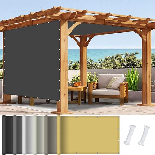 Sonnensegel Rechteckig mit Ösen 4 x 4.8 m, Wasserdicht 98% UV Schutz Balkon Sichtschutz inkl Befestigungsseile für Garten Terrasse, Dunkelgrau von GOUSANG