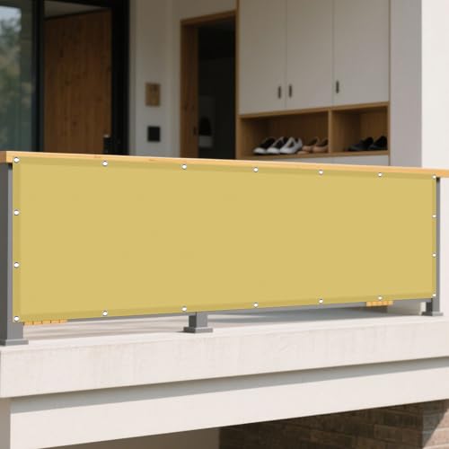 Sonnensegel Rechteckig mit Ösen Wasserdicht 162 x 185 cm Rechteckig Wasserdicht 98% UV Schutz Schattennetz mit Ösen mit Segeltuch 4 × 1.5 M Seile für Balkon Garten, Creme Farben von GOUSANG