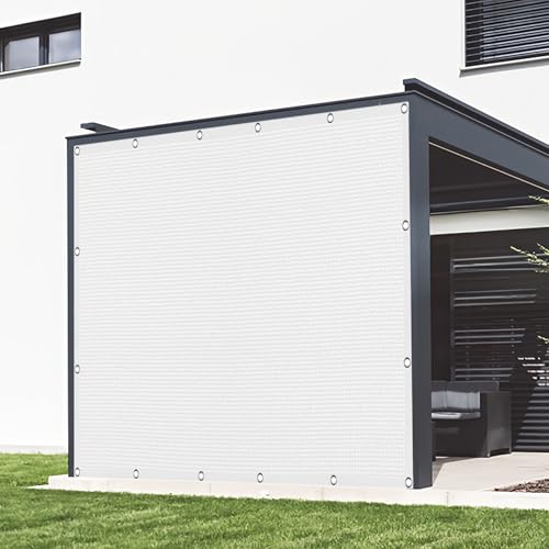 Sonnensegel mit Ösen Atmungsaktiv 360 x 410 cm Rechteckig Atmungsaktiv 98% UV Schutz Sichtschutz Balkon mit Ösen Und Befestigungsseile für Außenbereich Garten, Weiß von GOUSANG