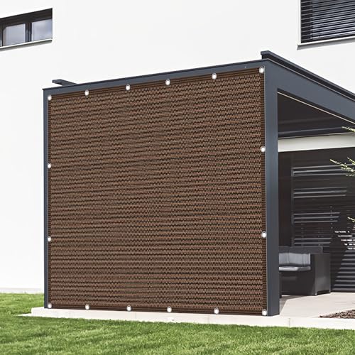 Sonnensegel mit Ösen Atmungsaktiv 360 x 580 cm Rechteckig Atmungsaktiv 98% UV Schutz Sichtschutz Balkon mit Ösen Und Befestigungsseile für Außenbereich Garten, braun von GOUSANG