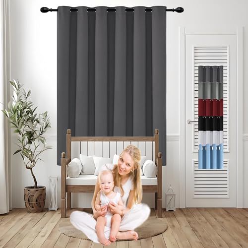 GOUSUN Abdunklungsvorhang 220 x 75 cm Gegen Kälte Und Hitze Luftig Fadenvorhang mit Stangendurchzug Blackout Vorhang Blickdicht Abdunkelnd für Schlafzimmer, Dunkelgrau von GOUSUN