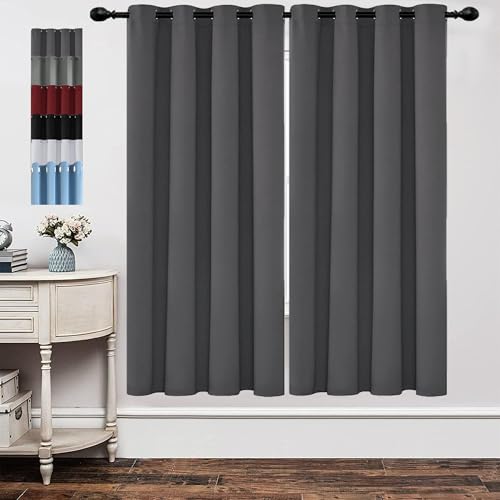 GOUSUN Verdunkelungsvorhang 190 x 70 cm Höhe Verdunkelung Schiebegardinen Vorhang Blickdicht Gardinen Blickdicht mit Ösen für Schlafzimmer, Dunkelgrau von GOUSUN