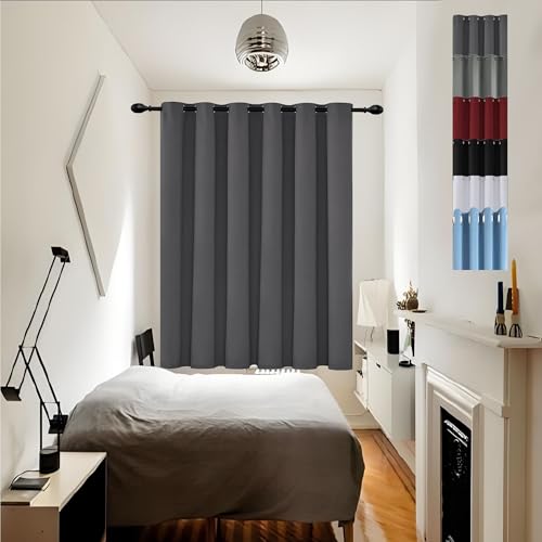GOUSUN Verdunkelungsvorhang 210 x 90 cm Vorhang Isolierend Kälte Blackout Vorhang Blickdicht Abdunkelnd Blackout Vorhang Blickdicht Abdunkelnd für Schlafzimmer, Dunkelgrau von GOUSUN