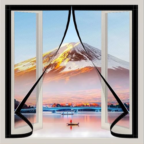 Fliegengitter Fenster Magnetisch 112 x 120 cm mit Selbstklebendes Klettband Verschiedene Größen Insektenschutz Fenster Magnetisch Einfache Installation Ohne Bohren für Fenster Und Türen, Schwarz von GOUTUI