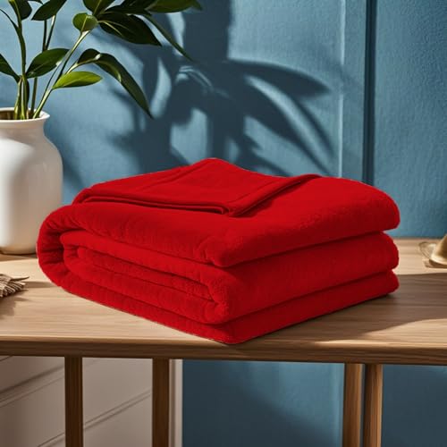 GOUTUI Dicke Kuscheldecke Flauschig 80 x 150 cm Weich/Warm/Flauschig Fleecedecke Couchdecke Falten Beständig/Anti-Verfärben für Sofa Schlafzimmer, Rot von GOUTUI