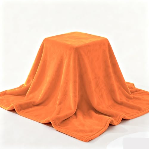 GOUTUI Flanell Decke 110 x 110 cm Weich & Waschbar Kuscheldecke Fleecedecke Falten Beständig/Anti-Verfärben für Sofa/Couch Und Tagesdecke, Orange von GOUTUI