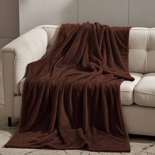 GOUTUI Flanell Decke 80 x 120 cm Cashmere Feeling Sofadecken Falten Beständig/Anti-Verfärben für Sofa Schlafzimmer, Braun von GOUTUI