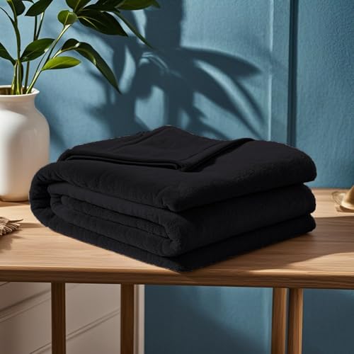 GOUTUI Flauschig Kuscheldecke 80 x 120 cm Weich/Warm/Flauschig Kunstfell Kuscheldecke Falten Beständig/Anti-Verfärben für Sofa Schlafzimmer, Schwarz von GOUTUI