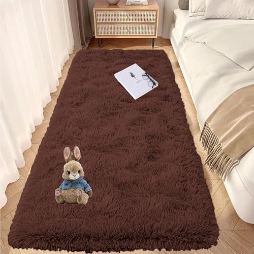 GOUTUI Flauschige Teppiche 80 x 240 cm Anti-Rutsch Unterseite Moderner Teppich Weich & Schmutzabweisend Für Schlafzimmer Kinderzimmer Wohnzimmer, Braun GOUTUI Flauschige Teppiche 80 x 240 cm Anti-Rutsch Unterseite Moderner Teppich Weich & Schmutzabweisend Für Schlafzimmer Kinderzimmer Wohnzimmer, Braun von GOUTUI