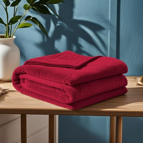 GOUTUI Kuscheldecke 80 x 220 cm Cashmere Feeling Kunstfell Kuscheldecke Falten Beständig/Anti-Verfärben für Sofa Schlafzimmer, Weinrot von GOUTUI