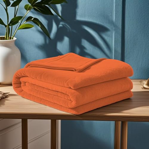 GOUTUI Kuscheldecke Flauschig Decke 80 x 190 cm Weich/Warm/Flauschig Sofadecken Falten Beständig/Anti-Verfärben für Sofa Schlafzimmer, Orange von GOUTUI