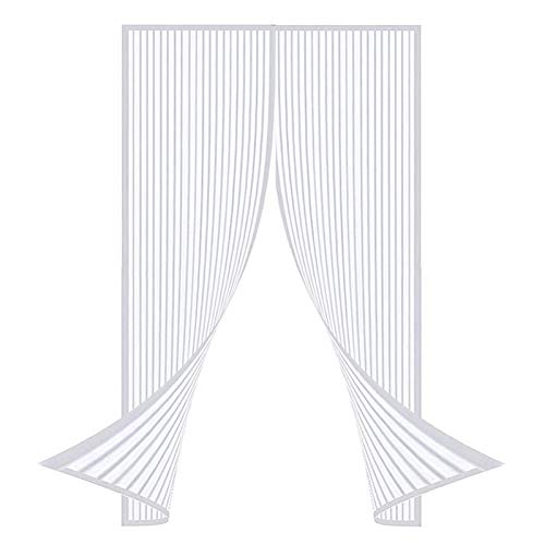 GOUTUI Magnet Fliegengitter 80x195cm Schließen Insektenschutz Fliegennetz Vorhang des Lichtdurchlässigen für Balkontür Wohnzimmer Schiebetür Flure Türen, Weiß A von GOUTUI