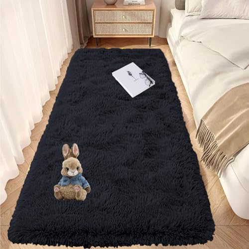 GOUTUI Solid Color Teppich 50 x 160 cm Anti-Rutsch Unterseite Weicher Fell Carpet Wohnzimmer Deko Für Schlafzimmer Kinderzimmer Wohnzimmer, Schwarz GOUTUI Solid Color Teppich 50 x 160 cm Anti-Rutsch Unterseite Weicher Fell Carpet Wohnzimmer Deko Für Schlafzimmer Kinderzimmer Wohnzimmer, Schwarz von GOUTUI