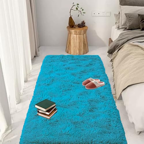 GOUTUI Teppich Kunstfell 90 x 150 cm Flauschig Felloptik Wohnzimmer Teppich Wohnkultur für Schlafzimmer Kinderzimmer Wohnzimmer, Blau GOUTUI Teppich Kunstfell 90 x 150 cm Flauschig Felloptik Wohnzimmer Teppich Wohnkultur für Schlafzimmer Kinderzimmer Wohnzimmer, Blau von GOUTUI