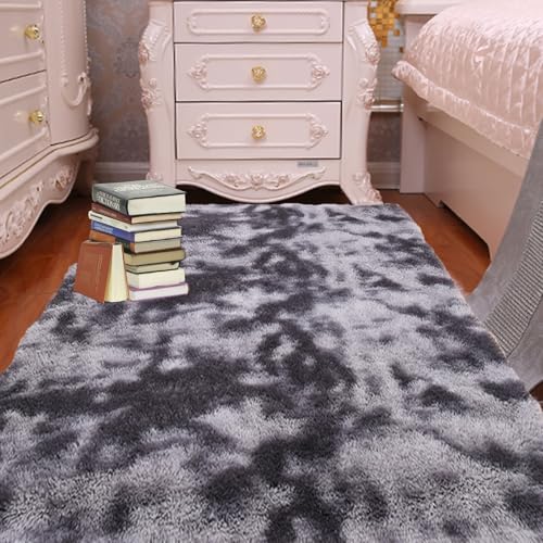 GOUTUI Teppich Wohnzimmer 130 x 220 cm Anti-Rutsch Unterseite Moderner Teppich Wohnzimmer Deko für Stühle Sofa Schlafzimmer Kinderzimmer, Dunkelgrau von GOUTUI
