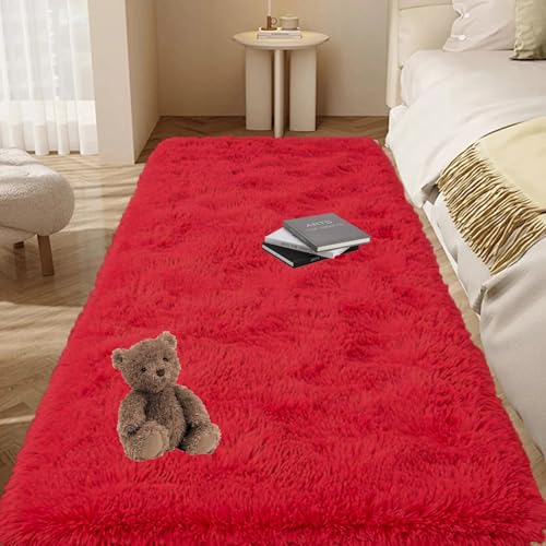 GOUTUI Teppich Wohnzimmer 70 x 300 cm Anti-Rutsch Unterseite Moderner Teppich Wohnkultur für Schlafzimmer Kinderzimmer Wohnzimmer, Rot von GOUTUI