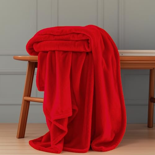 GOUTUI Weiche Kuscheldecke 50 x 150 cm Cashmere Feeling Wohndecke Flanell Falten Beständig/Anti-Verfärben für Sofa Schlafzimmer, Rot von GOUTUI